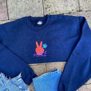 Retro Peace Sign Custom Embroidered Sweatshirt